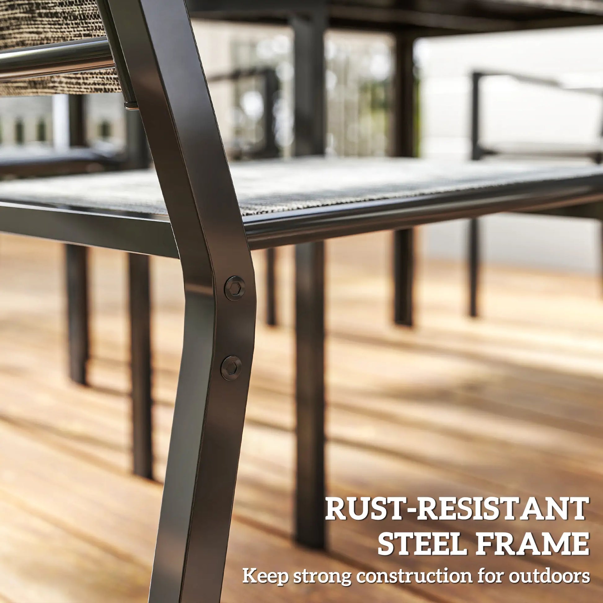 7-Piece Outdoor Dining Set, 6 Stackable Chairs, Rectangle Table, WPC Slatted Top Outdoor Dining Sets at Gallery Canada