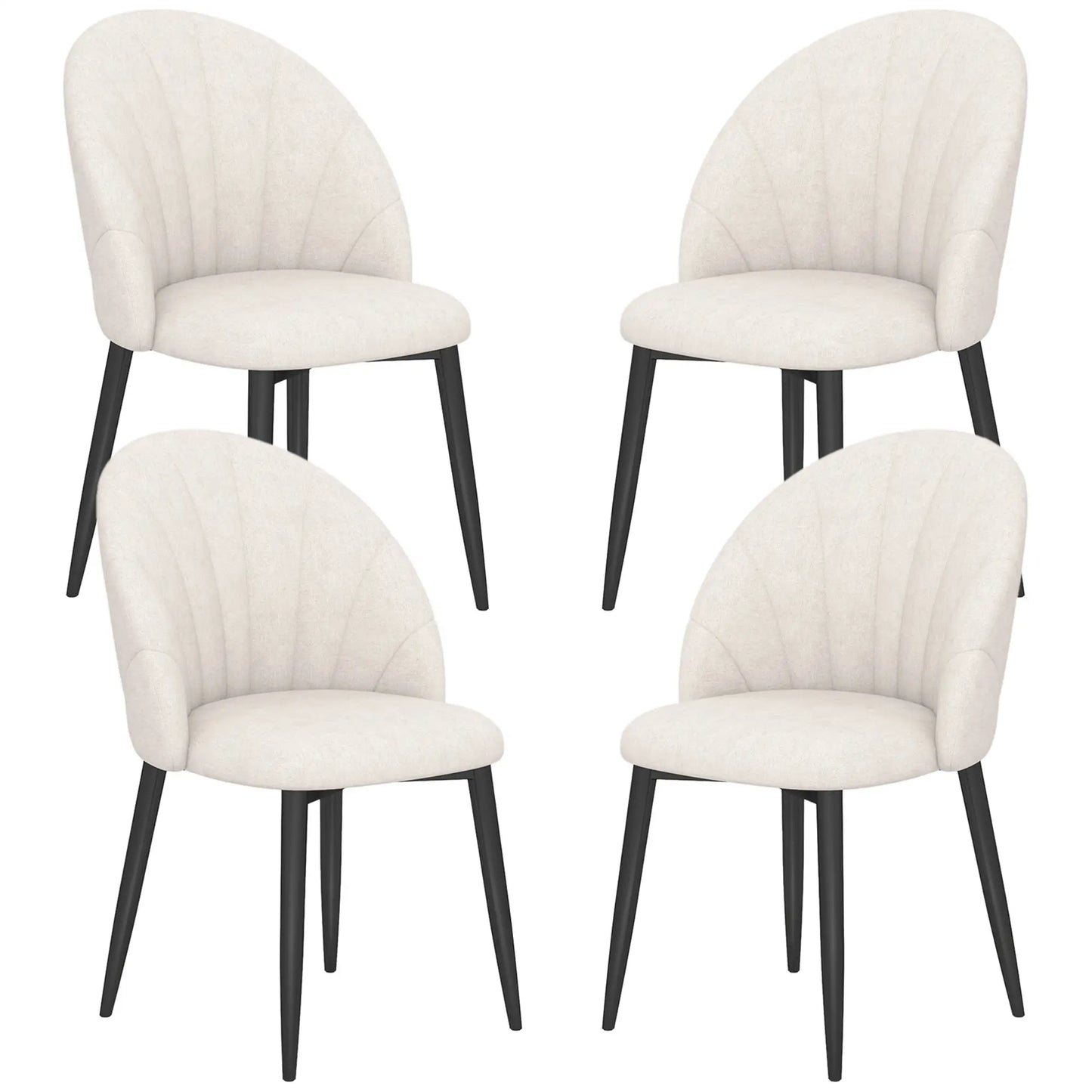 Modern Dining Chairs Set of 4, Upholstered, Metal Legs, Cream White Dining Chairs Cream White, Black at Gallery Canada