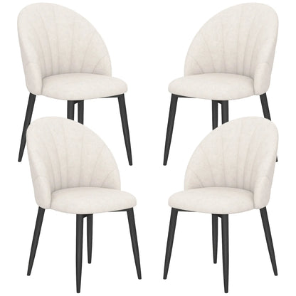 Modern Dining Chairs Set of 4, Upholstered, Metal Legs, Cream White Dining Chairs Cream White, Black at Gallery Canada