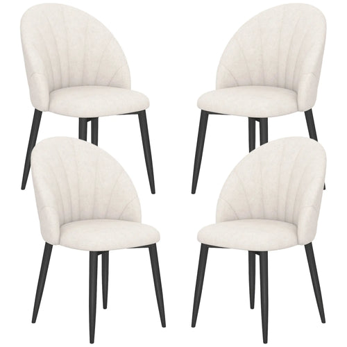 Modern Dining Chairs Set of 4, Upholstered, Metal Legs, Cream White
