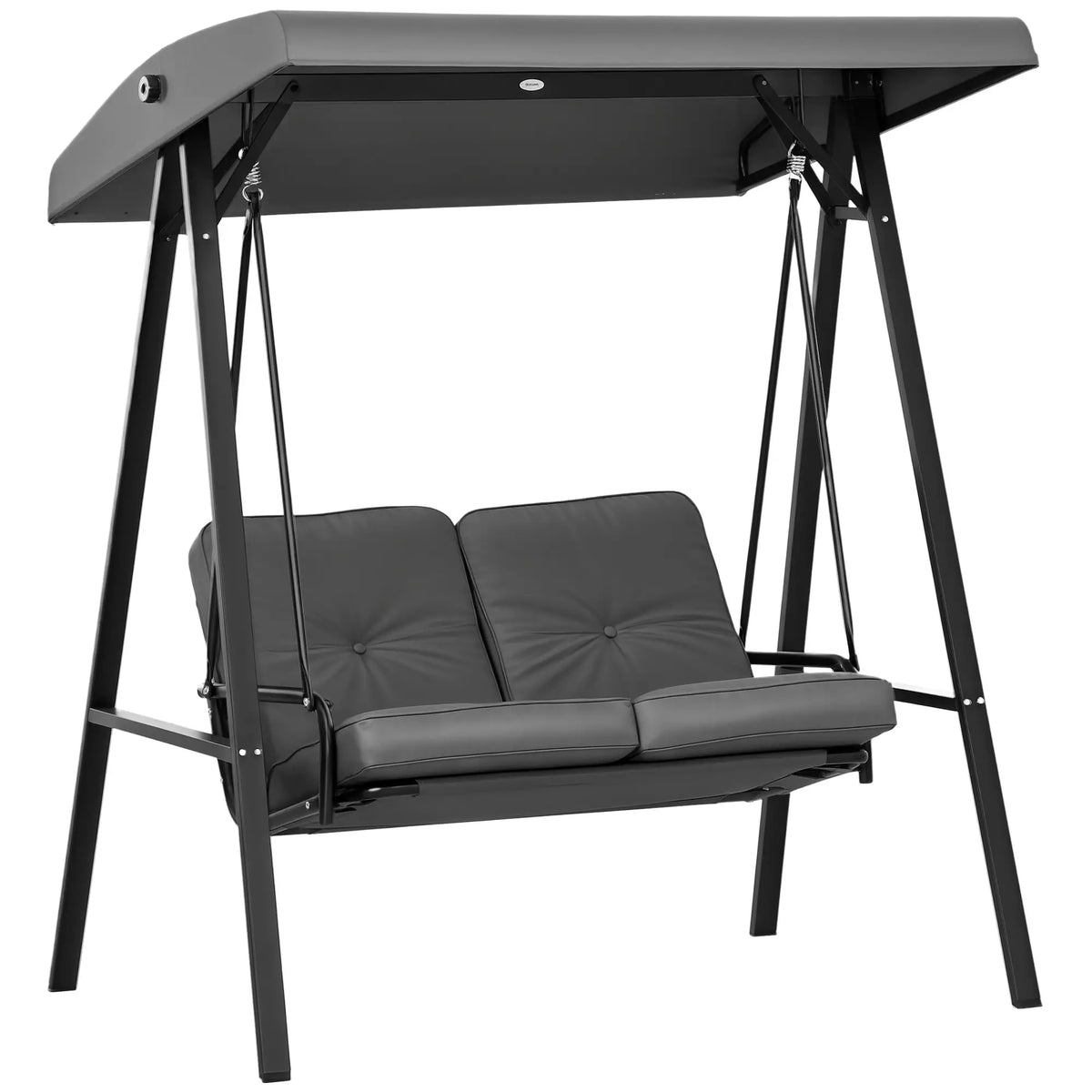 2-Seater Outdoor Swing with Canopy, Patio Chair, Dark Grey Patio Swings with Stand at Gallery Canada