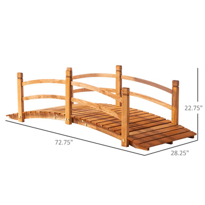 6FT Wooden Garden Bridge, Arc Footbridge with Guardrails, Orange Garden Bridges at Gallery Canada