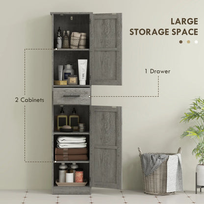 67" Tall Narrow Bathroom Cabinet, Adjustable Shelves, Barn Doors, Dark Grey Bathroom Cabinets at Gallery Canada