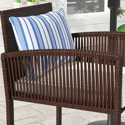 3-Piece Wicker Bar Set, Patio Table with Cushions, 25.2" x 19.3" x 37", White Bistro Sets at Gallery Canada