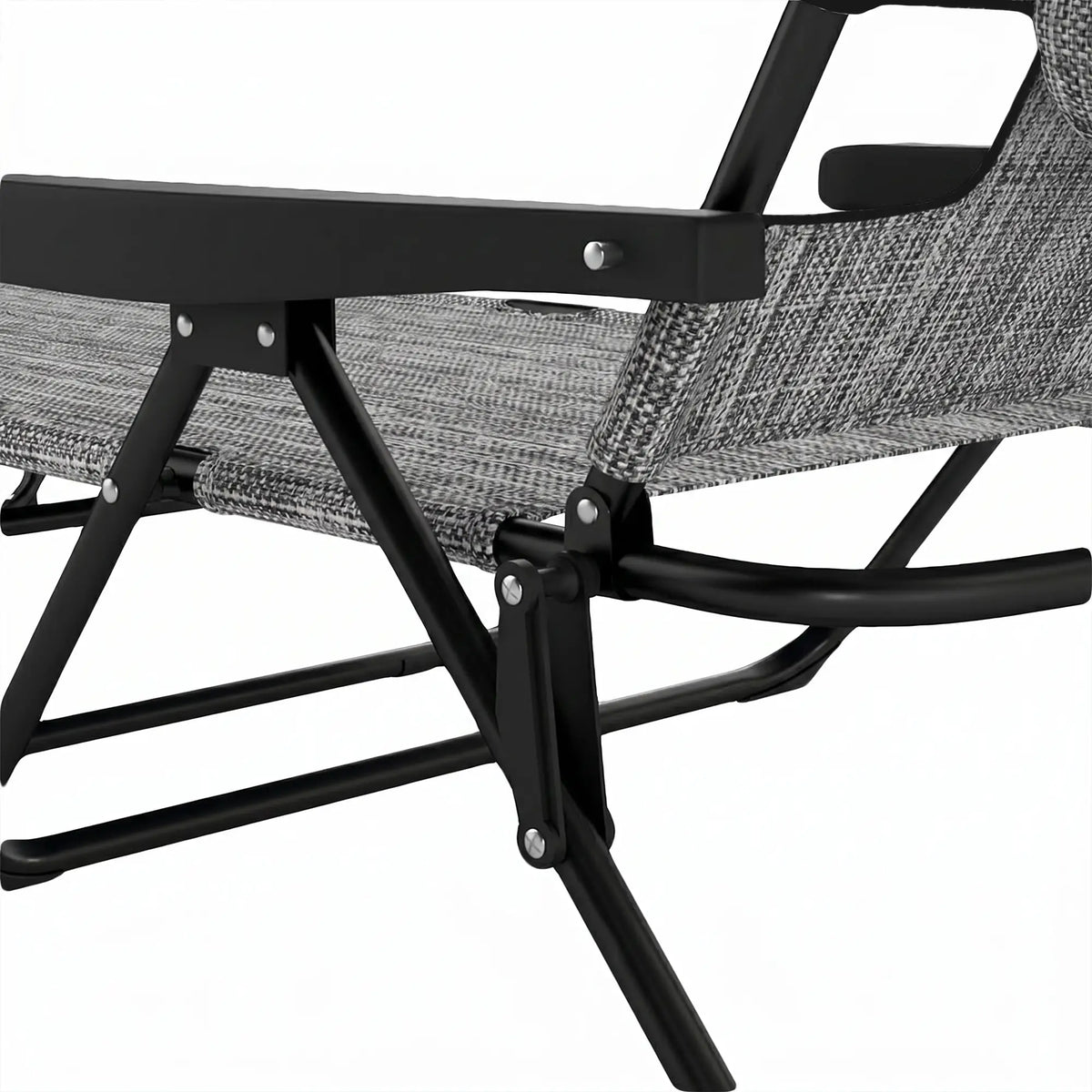 Folding Lounge Chair, Reclining Back, Mixed Grey, Grey
