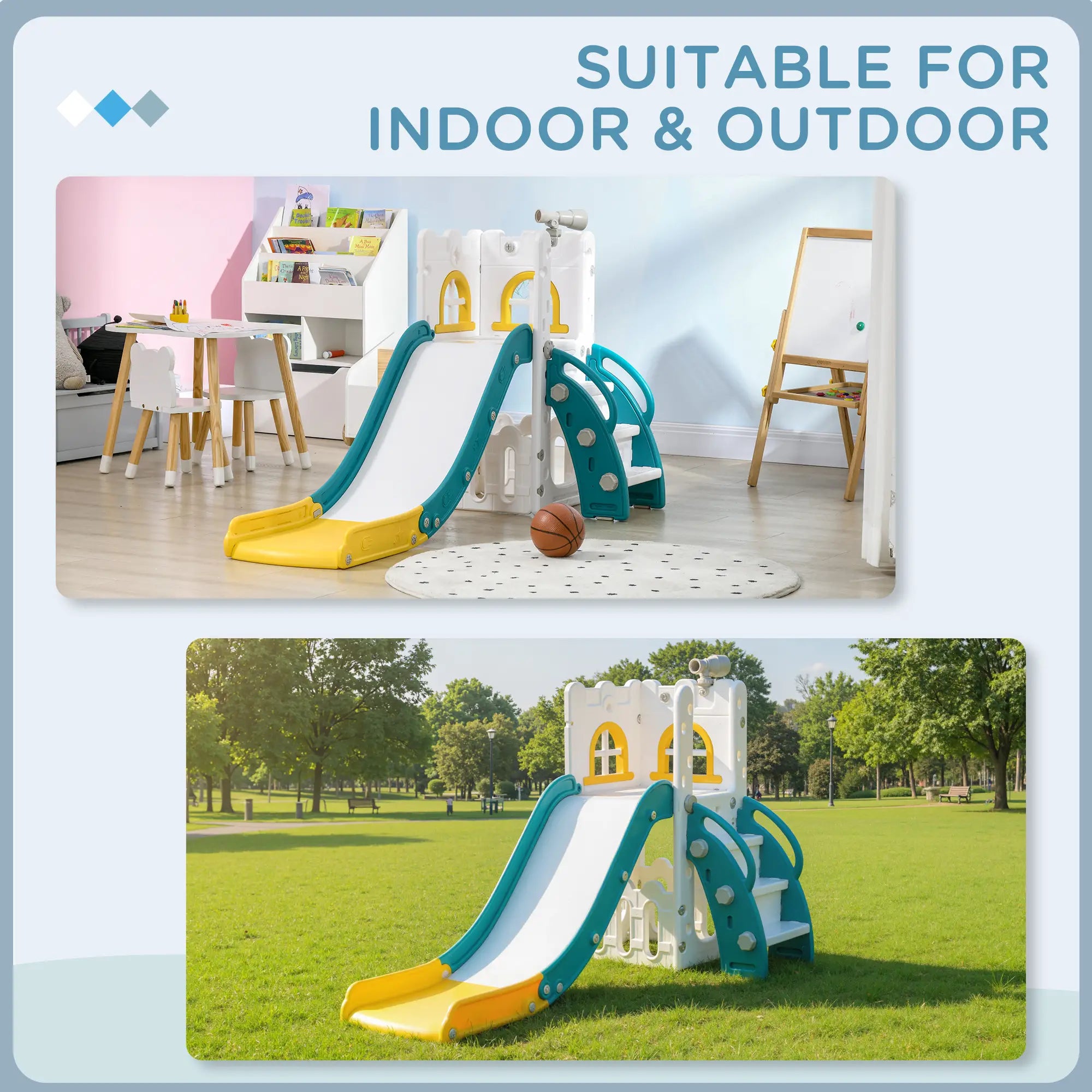 Toddler Slide, Basketball Hoop, Climber, Telescope, Storage Basket, 1-3 Years, Indoor, Yellow Gym Sets & Swings at Gallery Canada