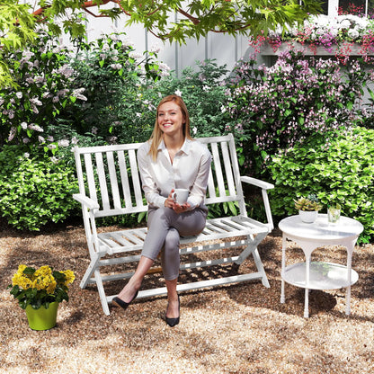 46.5" Foldable Wood Outdoor Bench, Backrest and Armrests, White Patio Chairs at Gallery Canada