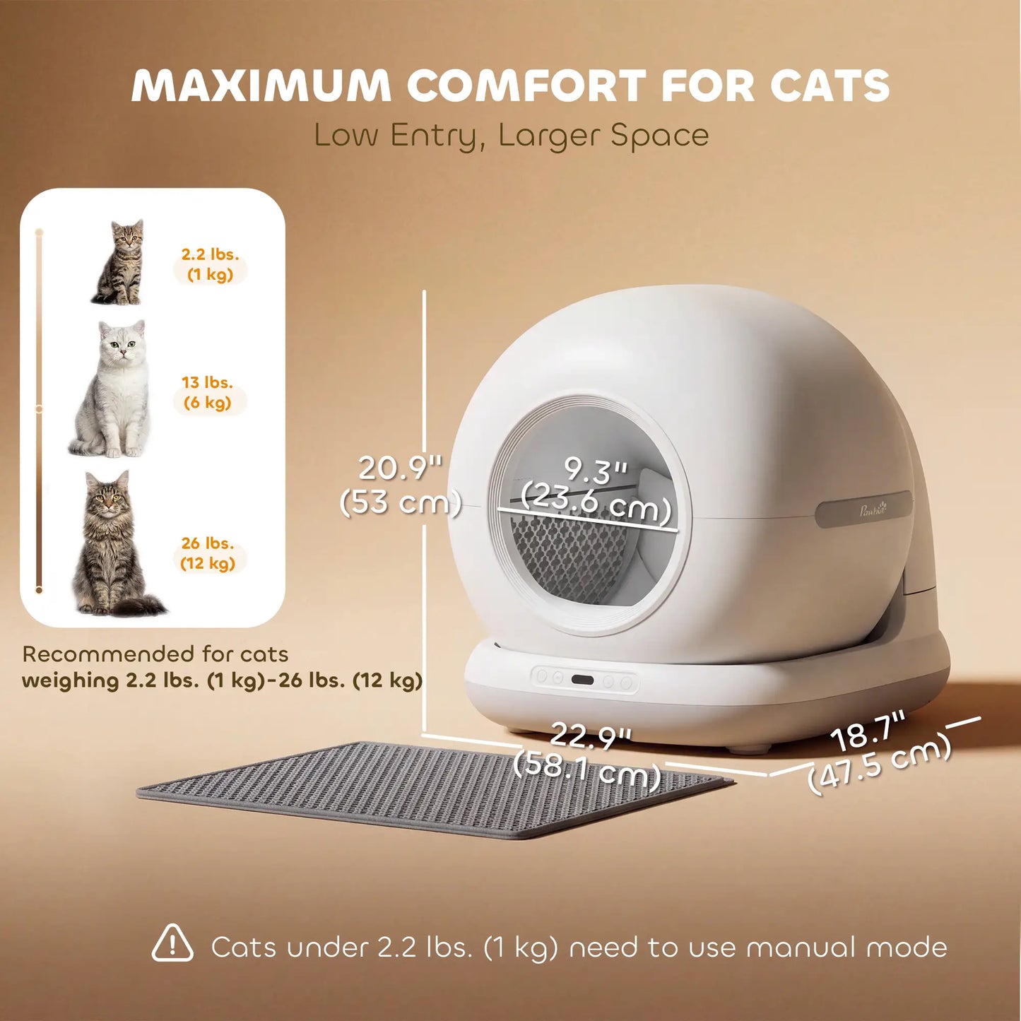 72L Automatic Self Cleaning Litter Box, App Control, Odor Noise Safety Sensors Cat Litter Box Enclosures at Gallery Canada