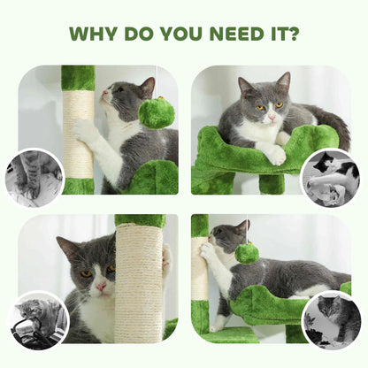 Cat Tree, 70 Inch Multi-Level Tower, 2 Condos, 2 Perches, Hammock, Green Cat Towers at Gallery Canada