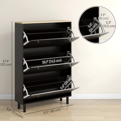 Shoe Storage, 3 Flip Drawers, Adjustable Shelves, 24 Pairs, Black Shoe Storage Cabinets & Racks at Gallery Canada