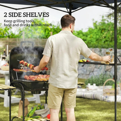 5 x 8.5 ft Pop Up Grill Gazebo, 2 Shelves, UPF 50+, Dark Grey