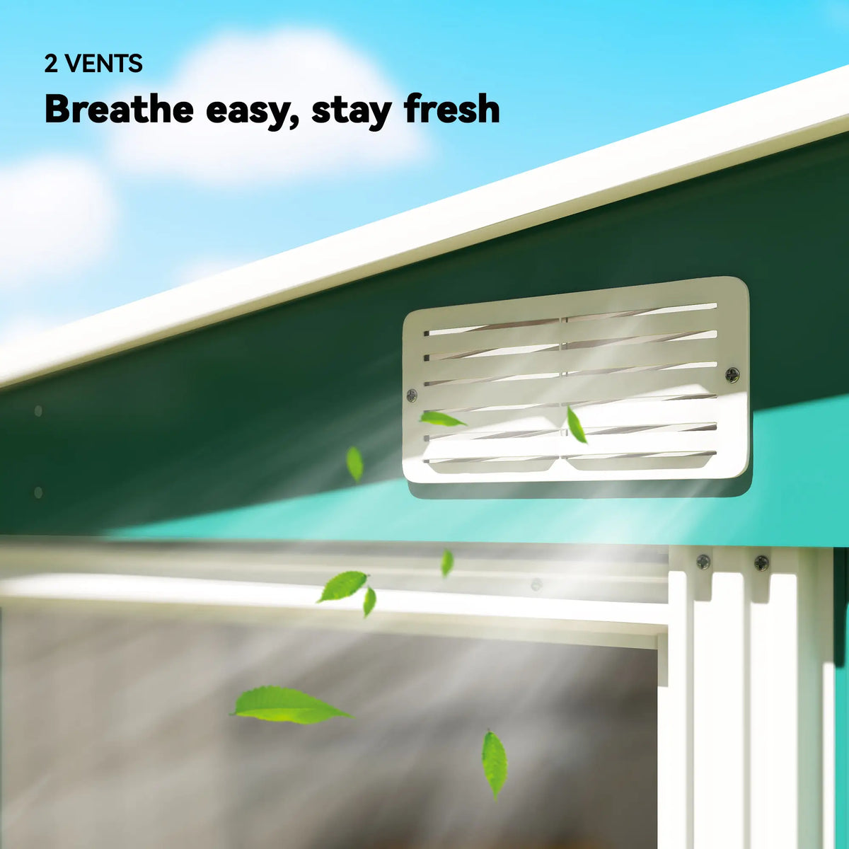 5'x7' Galvanized Metal Shed, With Sliding Door, 2 Vents, Green Sheds at Gallery Canada