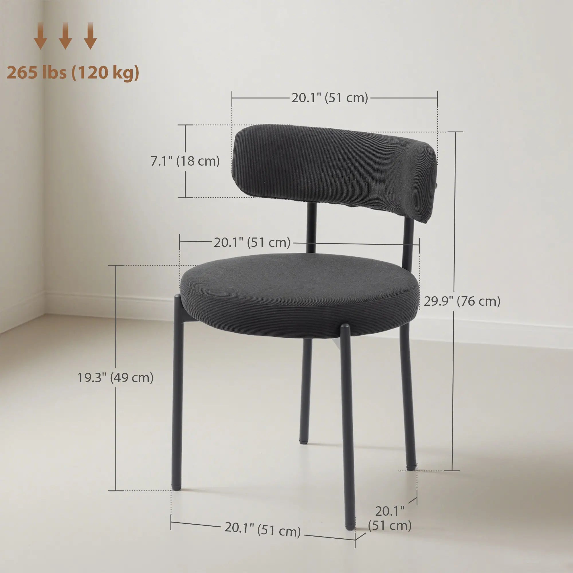 4 Kitchen Chairs, Modern Dining, Corduroy Upholstery, Steel Legs, Black Dining Chairs at Gallery Canada