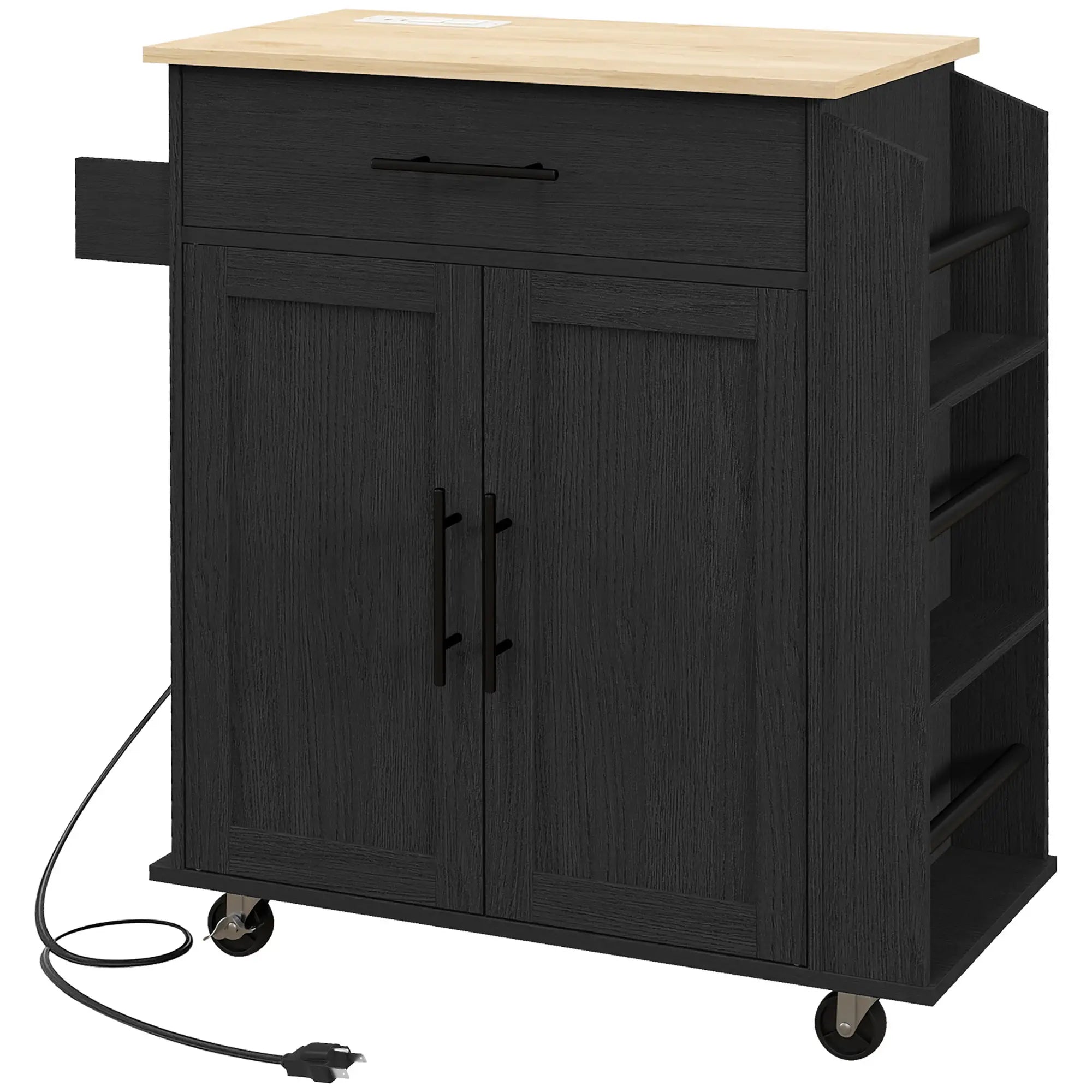 Rolling Kitchen Island with Wheels, Power Outlets, Drawer, Doors Kitchen Islands & Kitchen Carts at Gallery Canada