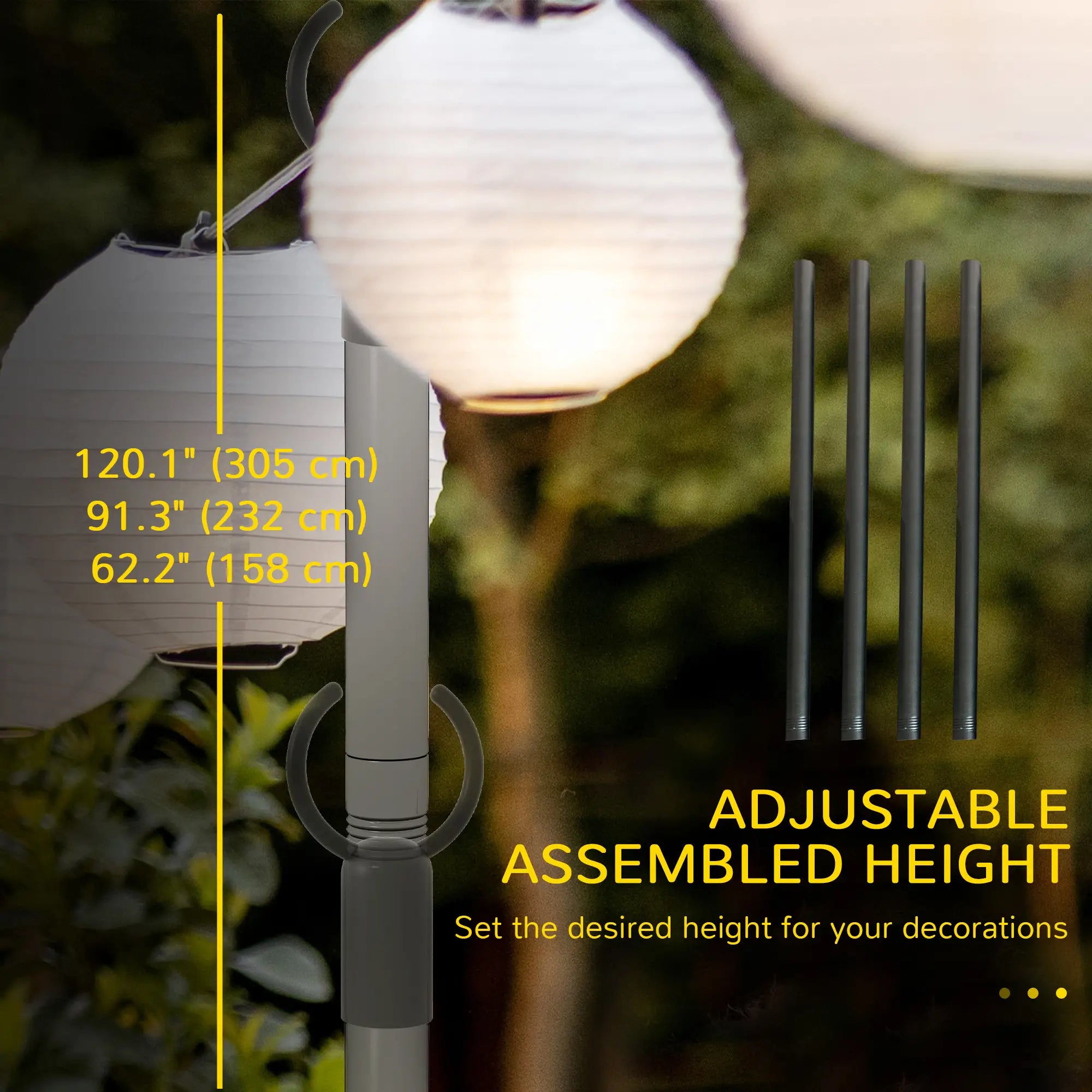 4 Pack 10' Steel String Light Poles, for Patio, Backyard, Black Lighting & Ceiling Fans at Gallery Canada