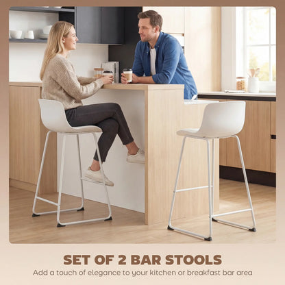 Modern Bar Stools Set of 2, PU Leather, Counter Height, White Bar Stools at Gallery Canada