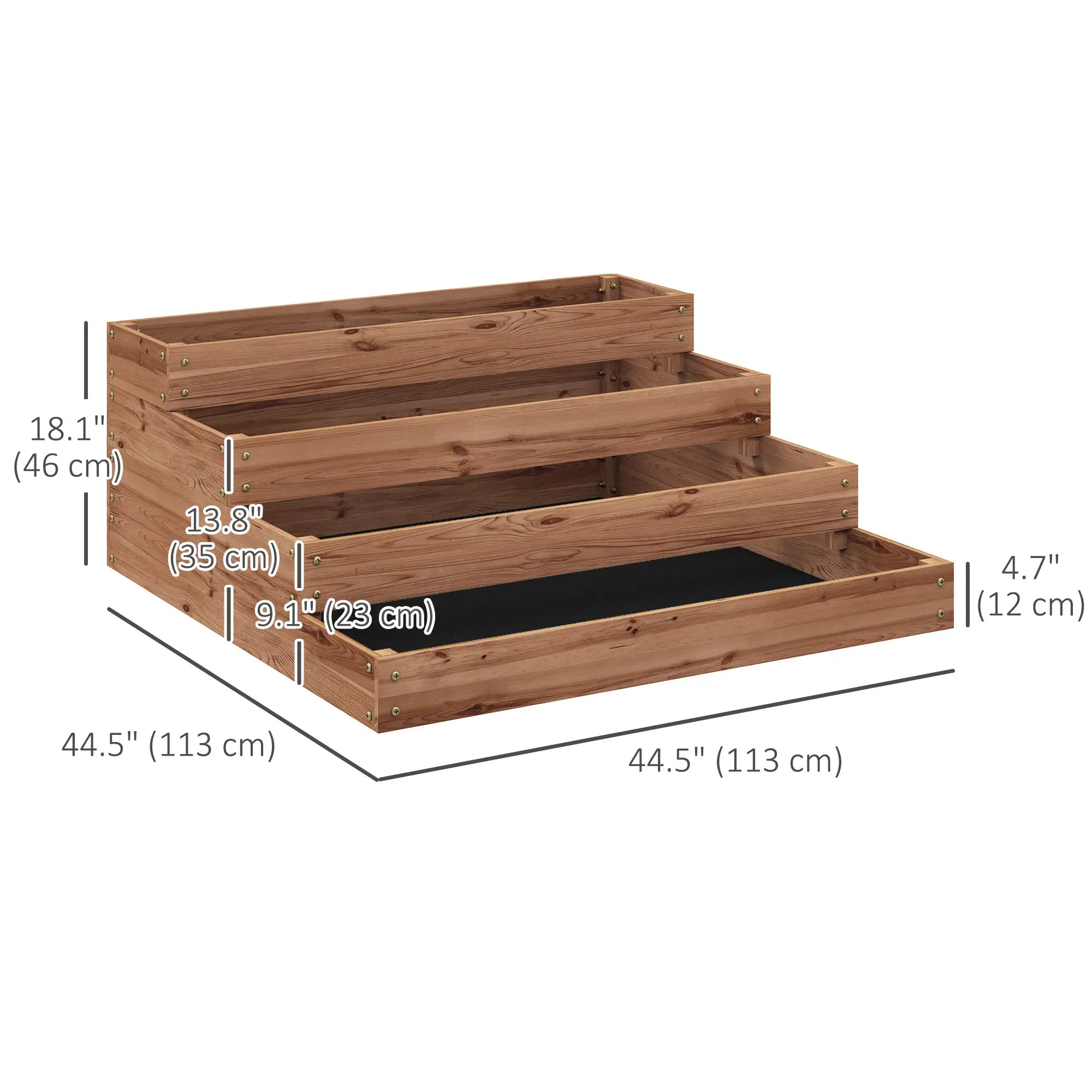 4-Tier Raised Garden Bed, Wooden Elevated Planter Box with Liner, Dark Brown Raised Garden Beds at Gallery Canada