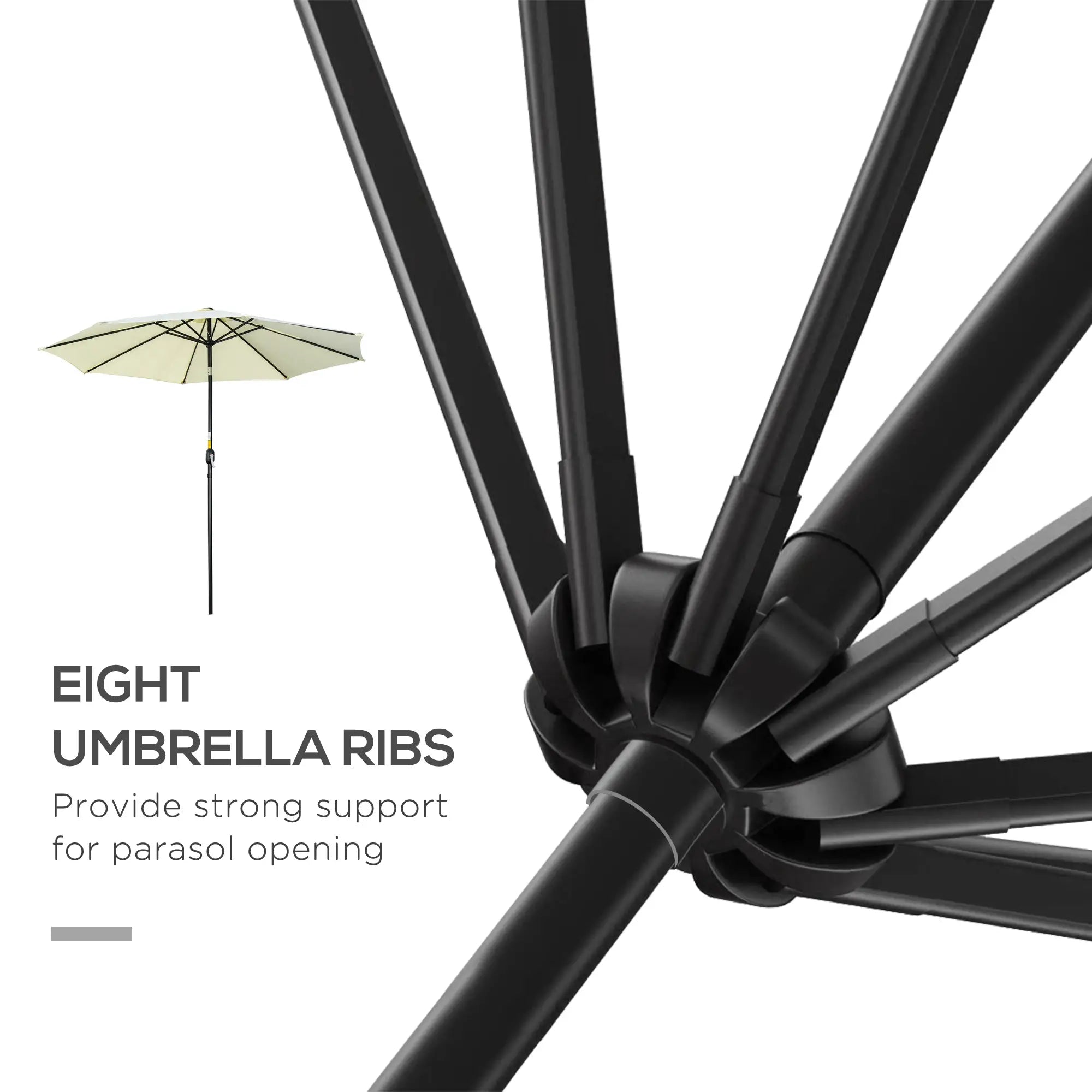 10' x 8' Round Market Umbrella, Crank Handle, Tilt, Beige Sun Umbrellas at Gallery Canada