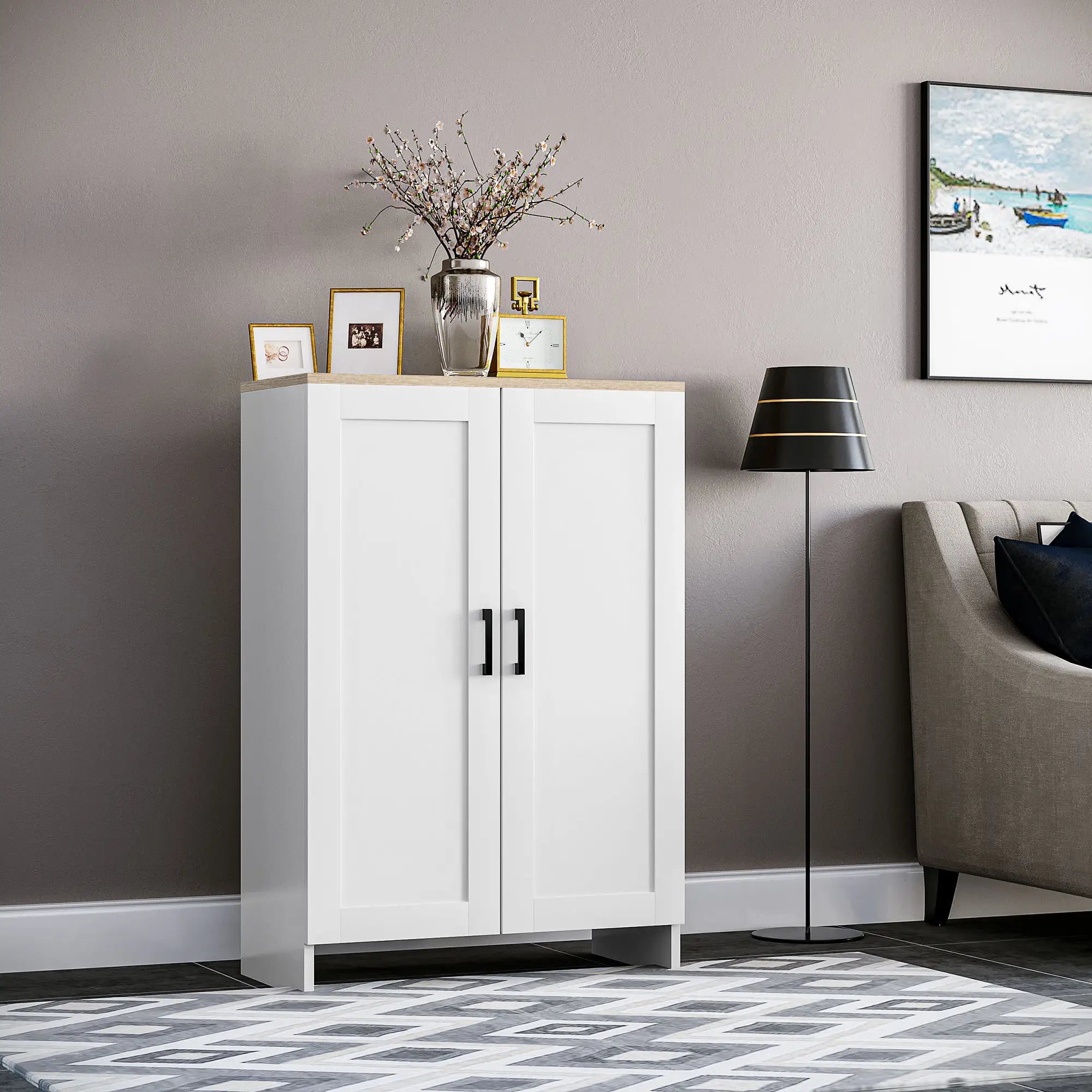Modern Storage Cabinet, Adjustable Shelf, 23.6
