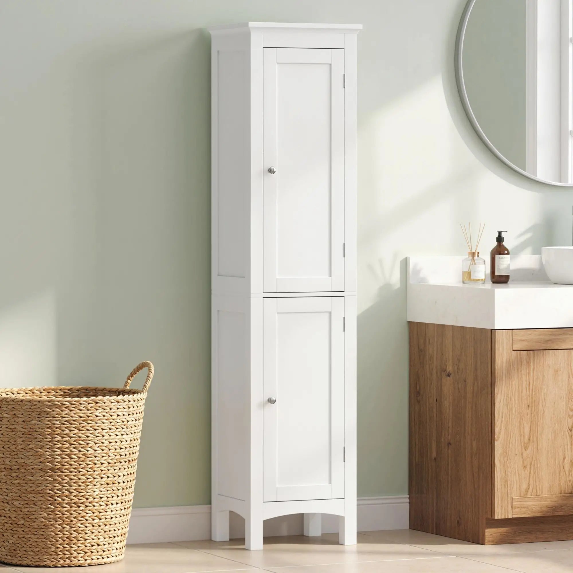 Tall Bathroom Cabinet, Freestanding Storage Organizer, 15