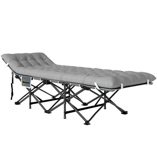 25.6" Wide Folding Camping Cot, Mattress Included, Light Grey Camping Cots Light Grey at Gallery Canada