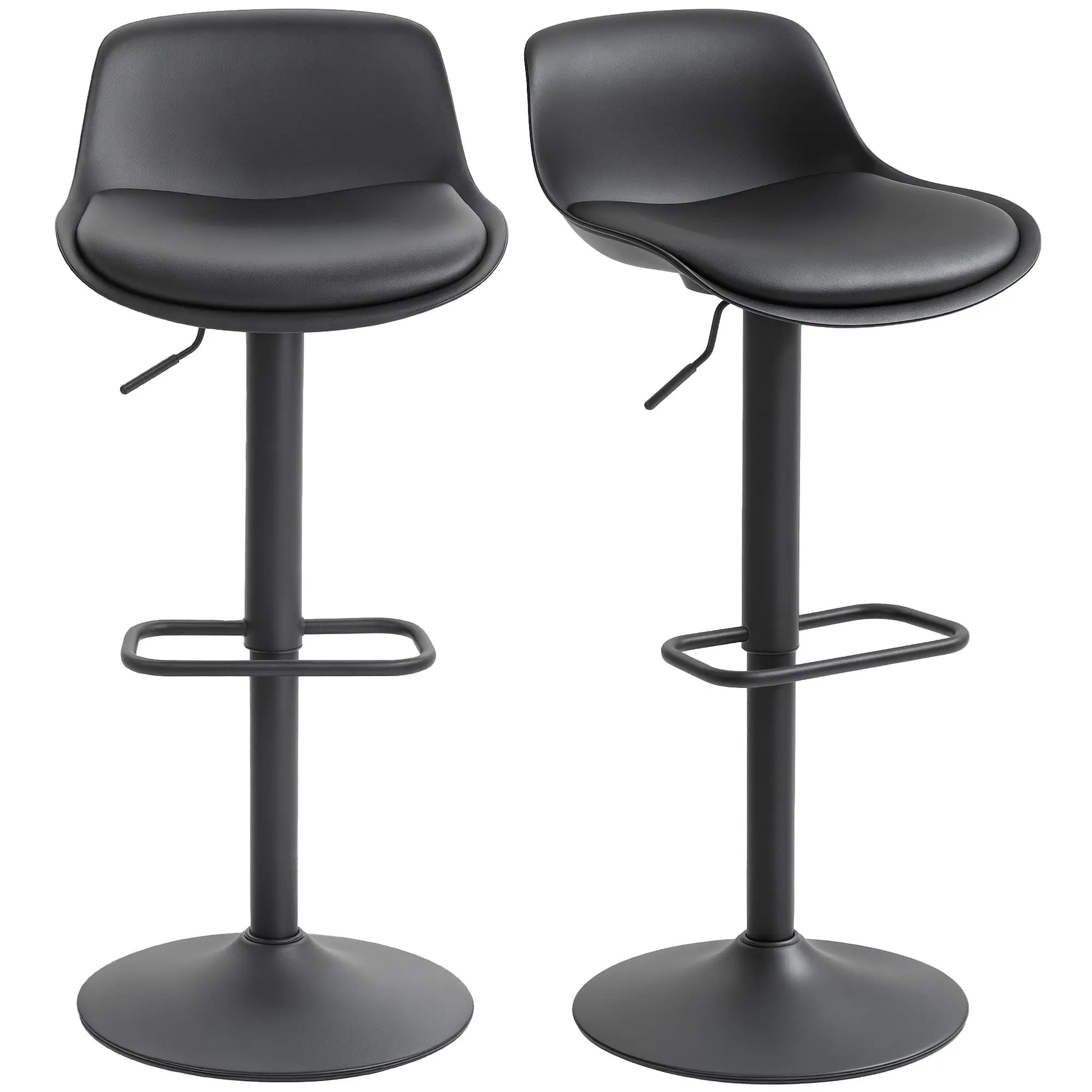 Counter Height Bar Stools Set of 2, Adjustable Swivel PU Leather Seat, Black Bar Stools at Gallery Canada