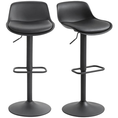 Counter Height Bar Stools Set of 2, Adjustable Swivel PU Leather Seat, Black Bar Stools at Gallery Canada