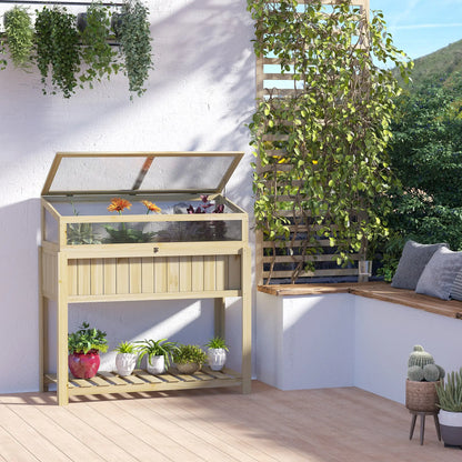 Raised Garden Bed, Outdoor Wooden PVC Elevated Planter Box, Natural Cold Frame Greenhouses at Gallery Canada