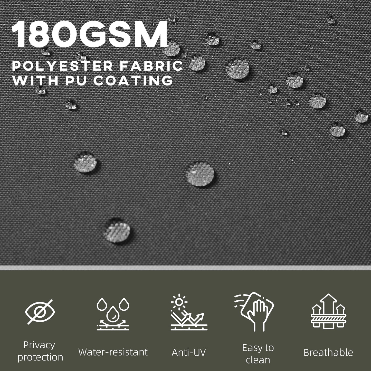 236" x 63" Outdoor Privacy Wall, Double Retractable Awning, Black Side Awnings at Gallery Canada