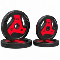 4-Piece 66 lbs Weight Plates Set, Sand-Filled with Handles, 1" Hole, Black, Black