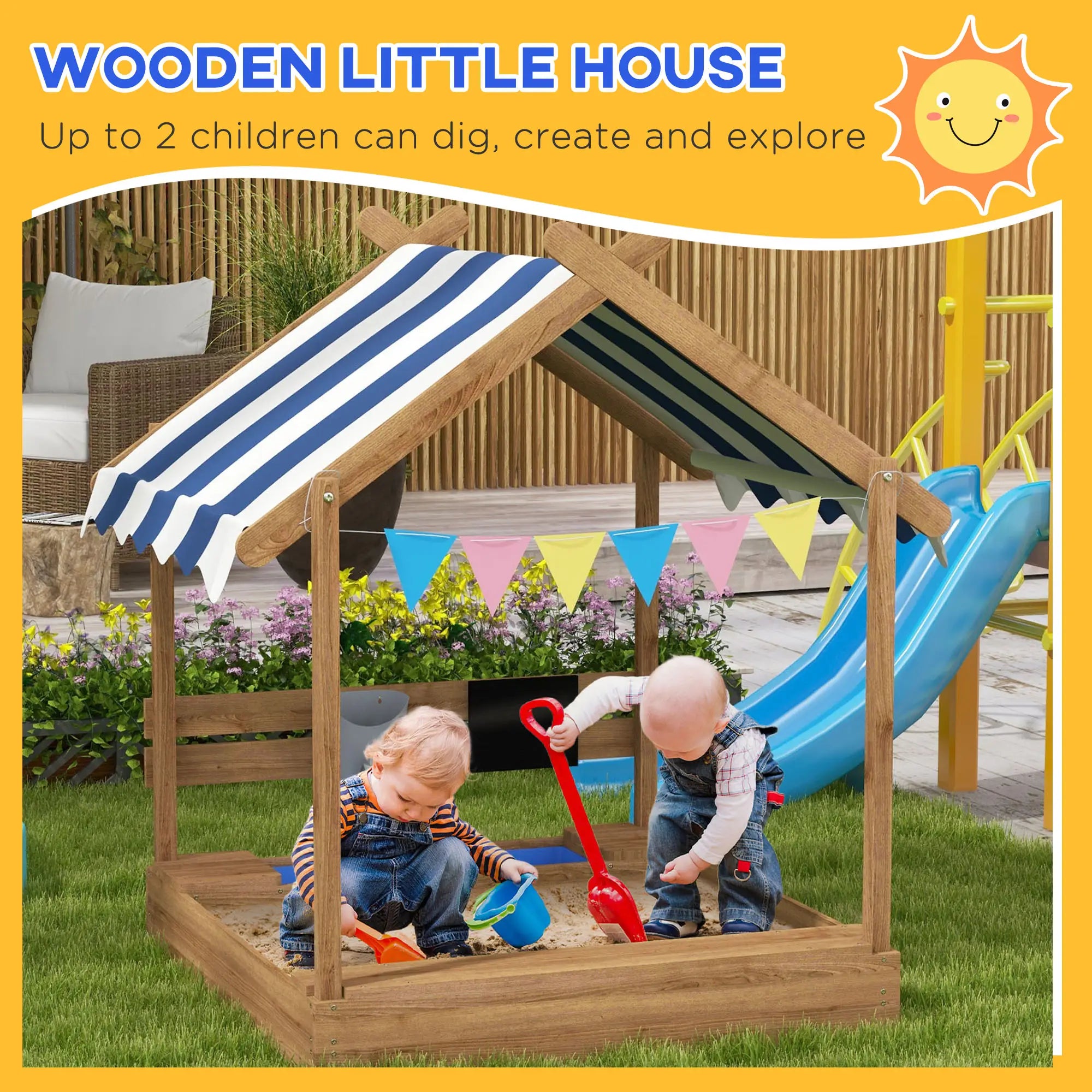 Wooden Sandbox with Cover, 3-7 Years, Backyard, Brown Sandboxes & Accessories at Gallery Canada