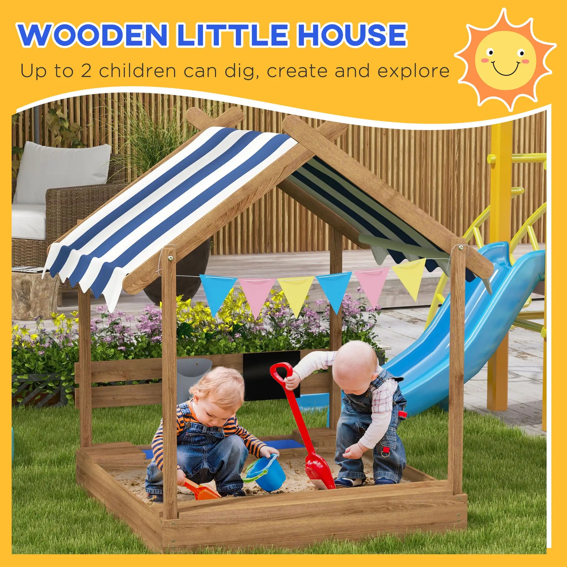 Wooden Sandbox with Cover, 3-7 Years, Backyard, Brown Sandboxes & Accessories at Gallery Canada