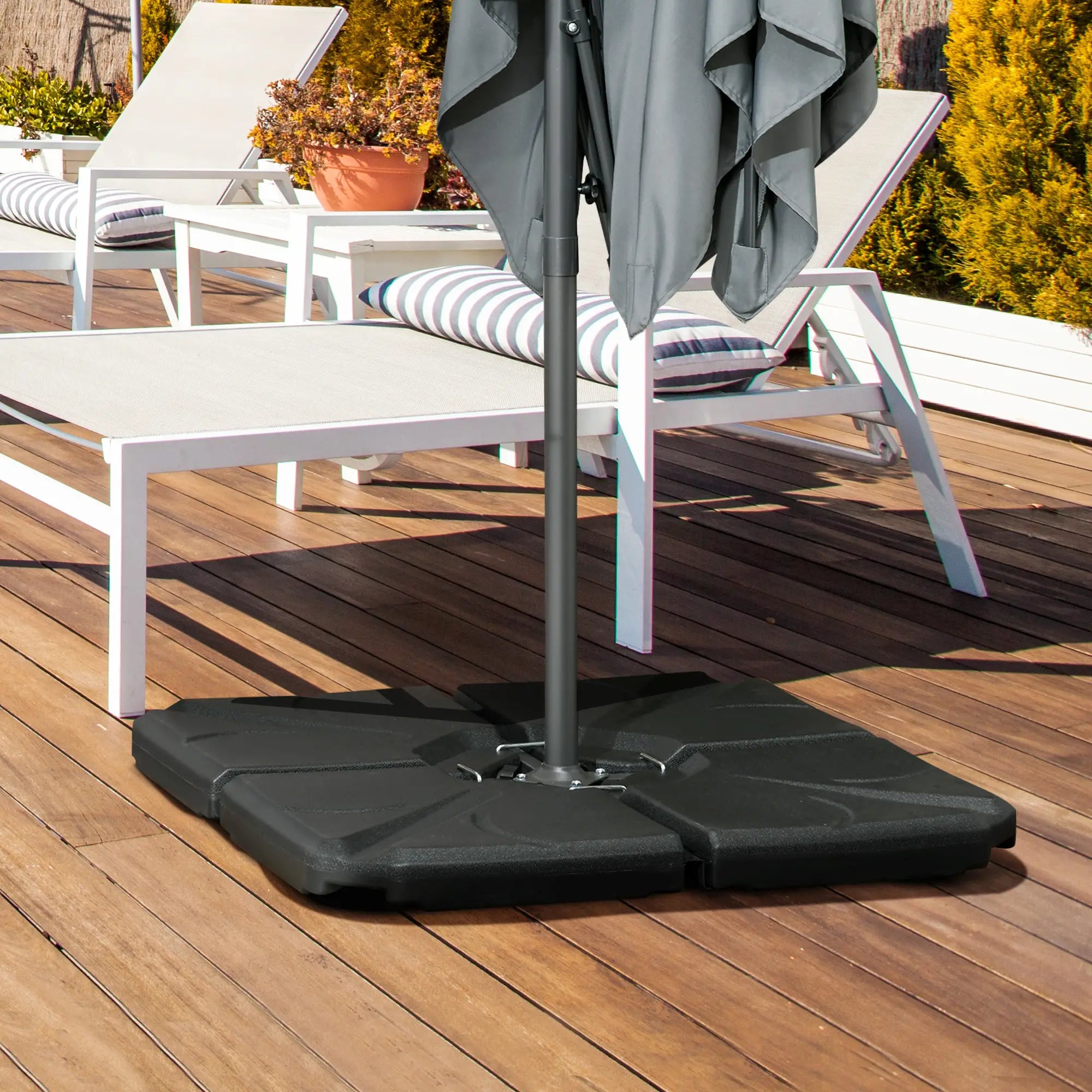 4 Piece Cantilever Umbrella Base, 123 lb Water or 158 lb Sand, Black Umbrella Bases at Gallery Canada