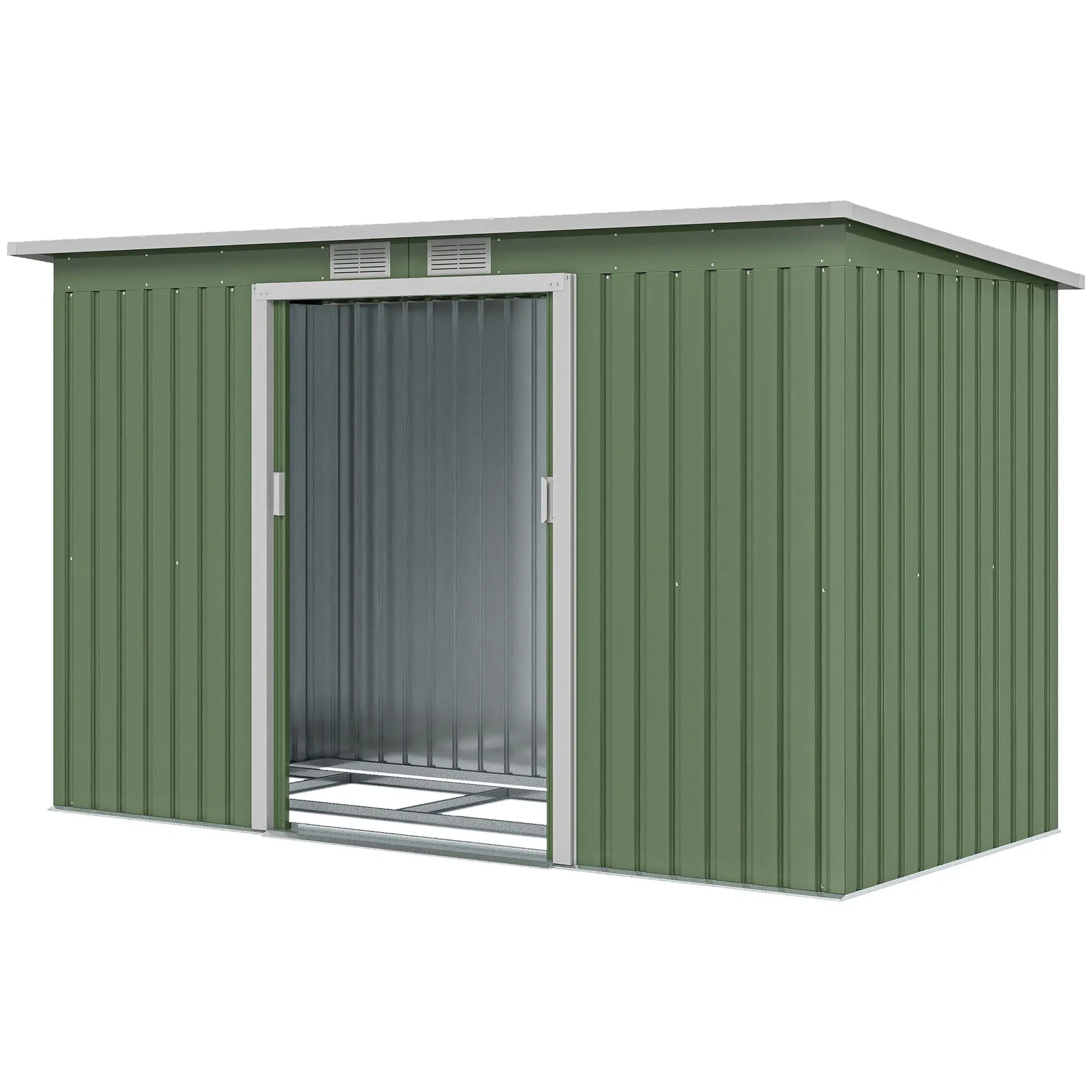9' x 4' Metal Garden Storage Shed, with Foundation Kit, Light Green Sheds at Gallery Canada