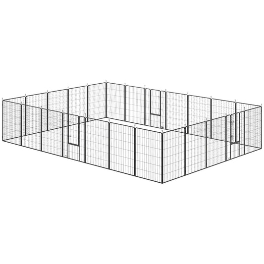 24 Panels 44.5" Height Dog Playpen, Small Medium Large Dogs, Black Houses, Kennels & Pens Black at Gallery Canada