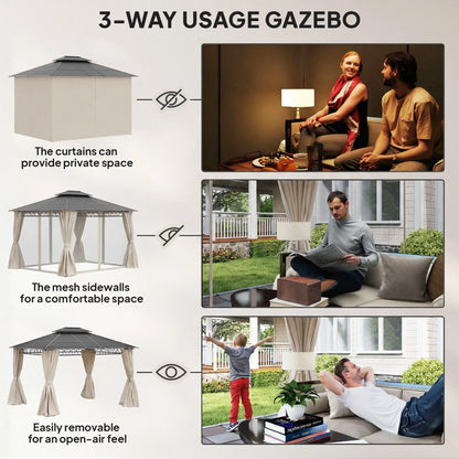 10' x 12' Outdoor Gazebo, Double Roof Hardtop With Polycarbonate Roof Gazebos at Gallery Canada