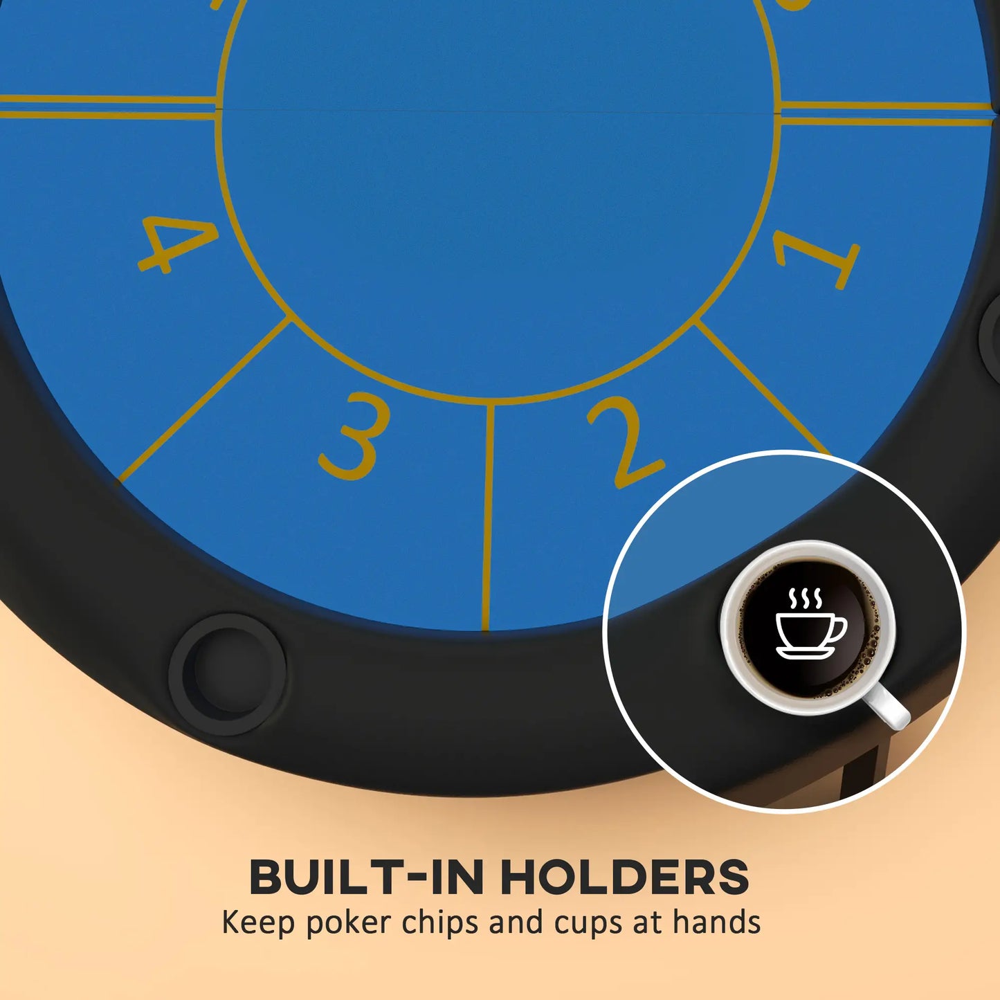 Foldable Poker Table, Texas Holdem, 47" Round, Black Game Tables at Gallery Canada