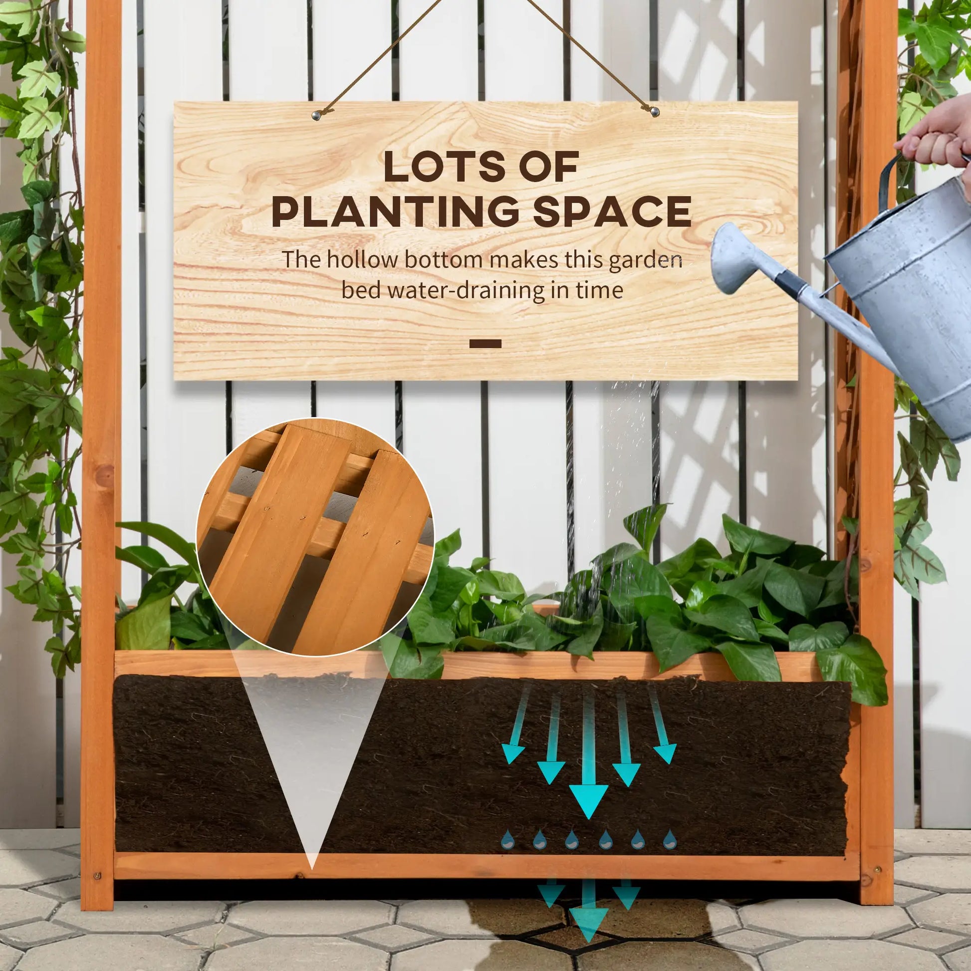 Raised Garden Bed with Arch Trellis, Outdoor Planter Box for Vine Plants, Brown Raised Garden Beds at Gallery Canada