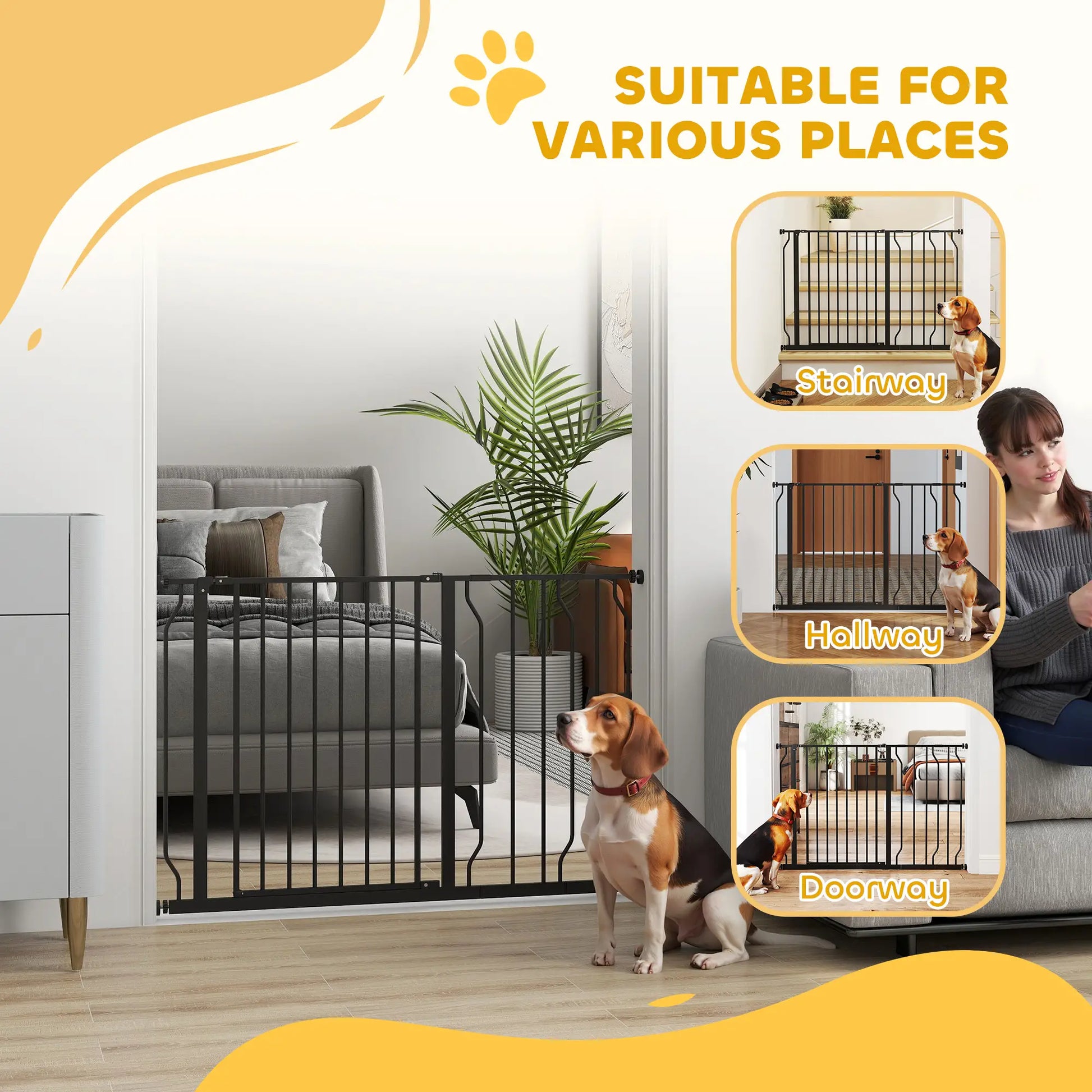 30"-45" Easy Install Pet Gate, Extra Wide, Black Houses, Kennels & Pens at Gallery Canada