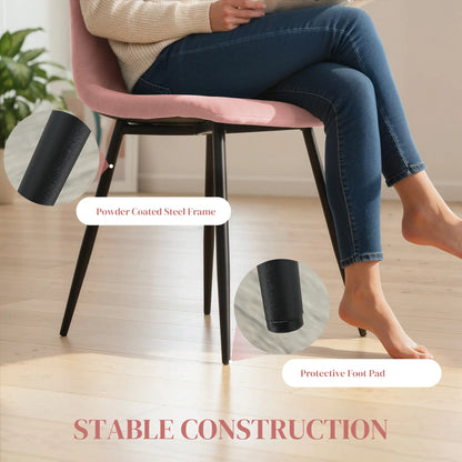 Upholstered Dining Chairs Set of 4, Steel Legs, Modern Kitchen, Pink Dining Chairs at Gallery Canada