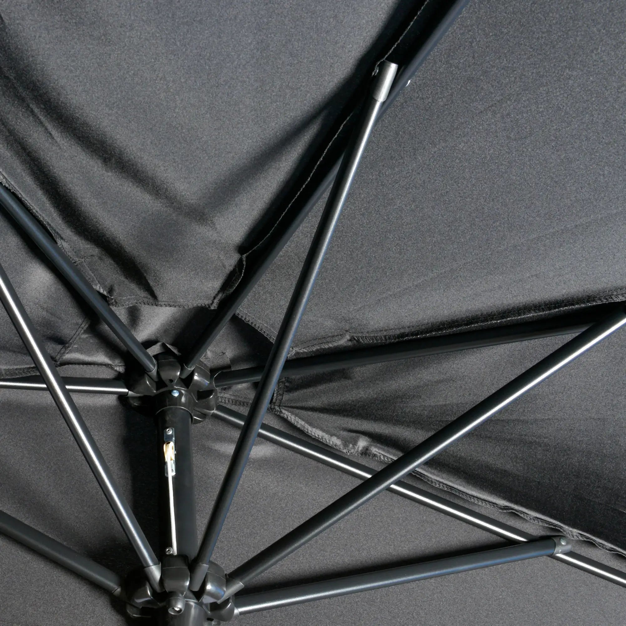9.8ft Half Umbrella, Semi Round Patio Parasol, Crank Handle, Top Vent, Black Sun Umbrellas at Gallery Canada