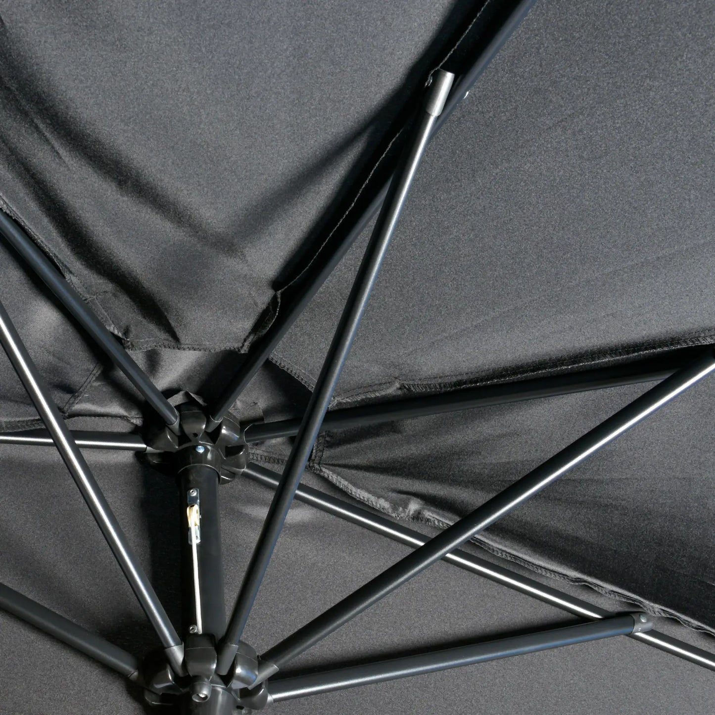 9.8ft Half Umbrella, Semi Round Patio Parasol, Crank Handle, Top Vent, Black Sun Umbrellas at Gallery Canada