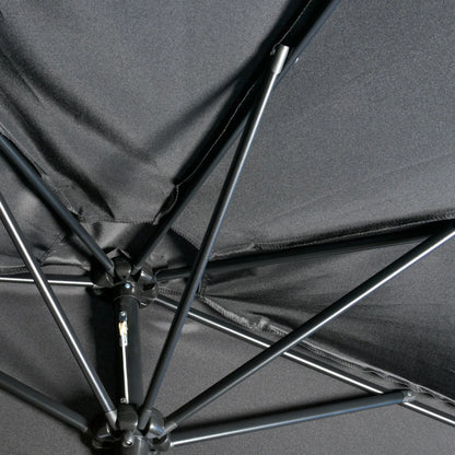 9.8ft Half Umbrella, Semi Round Patio Parasol, Crank Handle, Top Vent, Black Sun Umbrellas at Gallery Canada