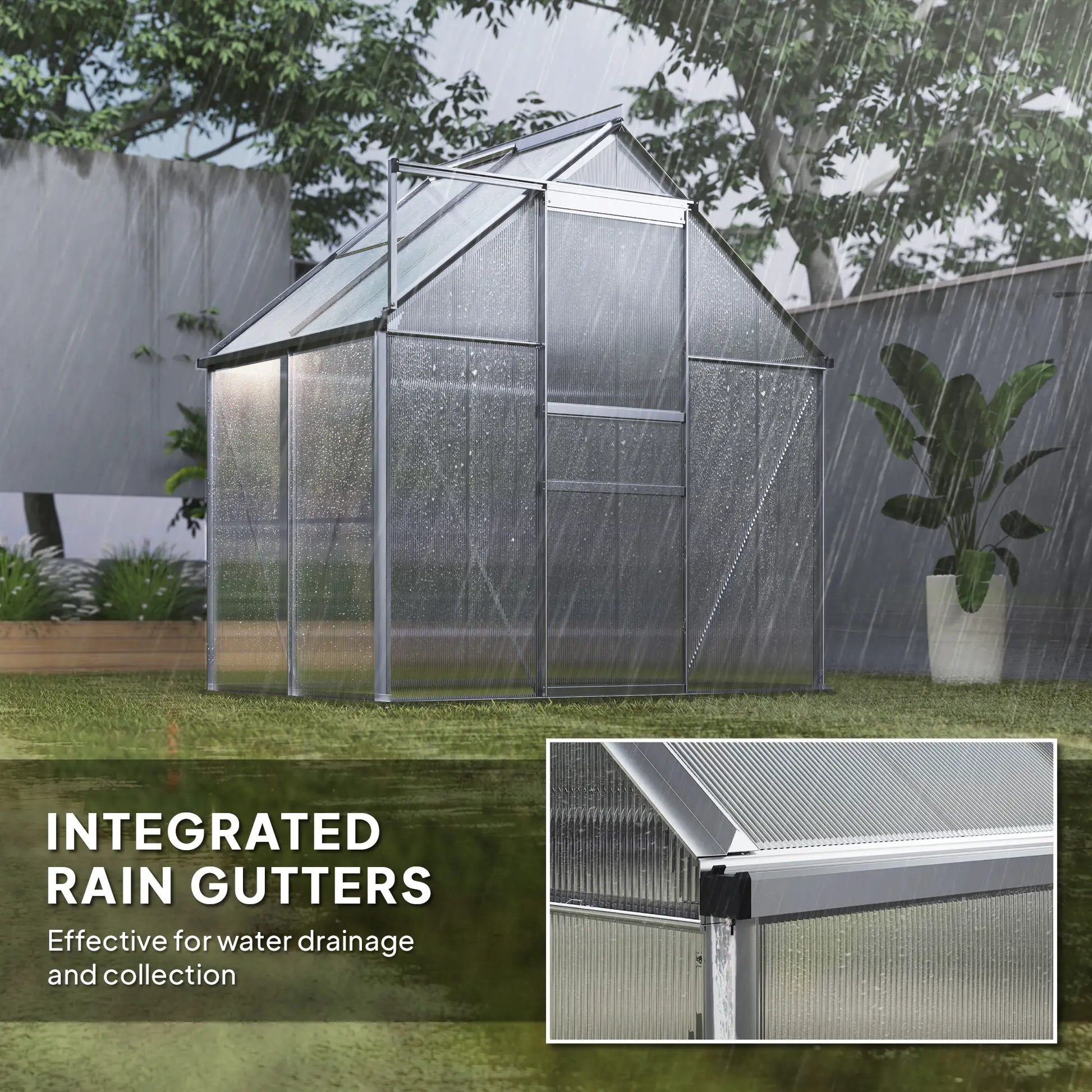 6' x 4' x 6.6' Walk-in Greenhouse, Polycarbonate, Adjustable Roof Vent Walk In Greenhouses at Gallery Canada