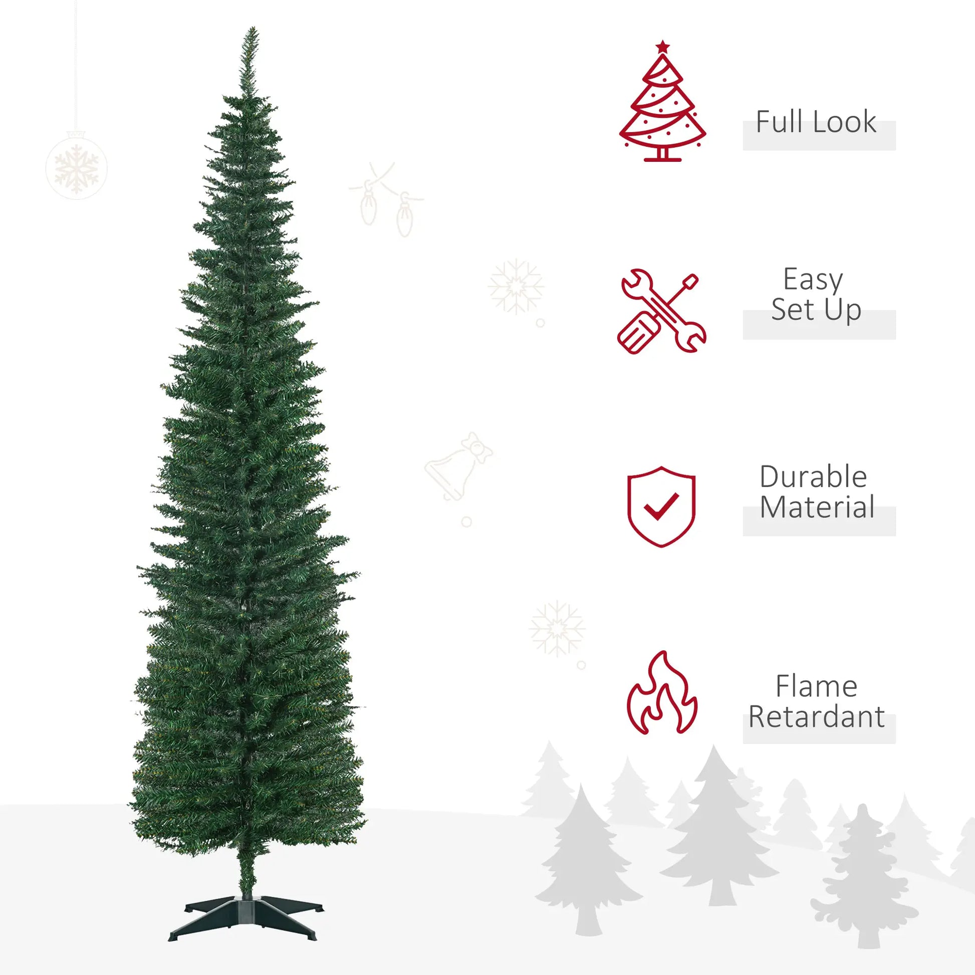 7' PVC Slim Pencil Artificial Christmas Tree, 390 Branch Tips Pencil Christmas Trees at Gallery Canada