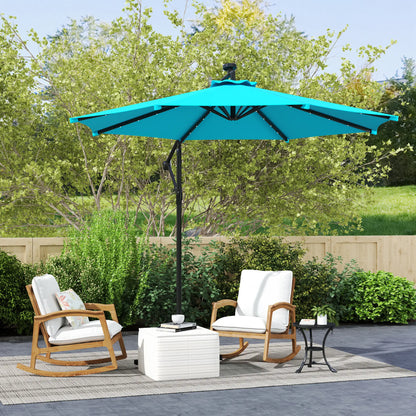 10ft Outdoor Cantilever Umbrella, Solar Lights, Adjustable Angle, Turquoise Offset Cantilever Umbrellas at Gallery Canada