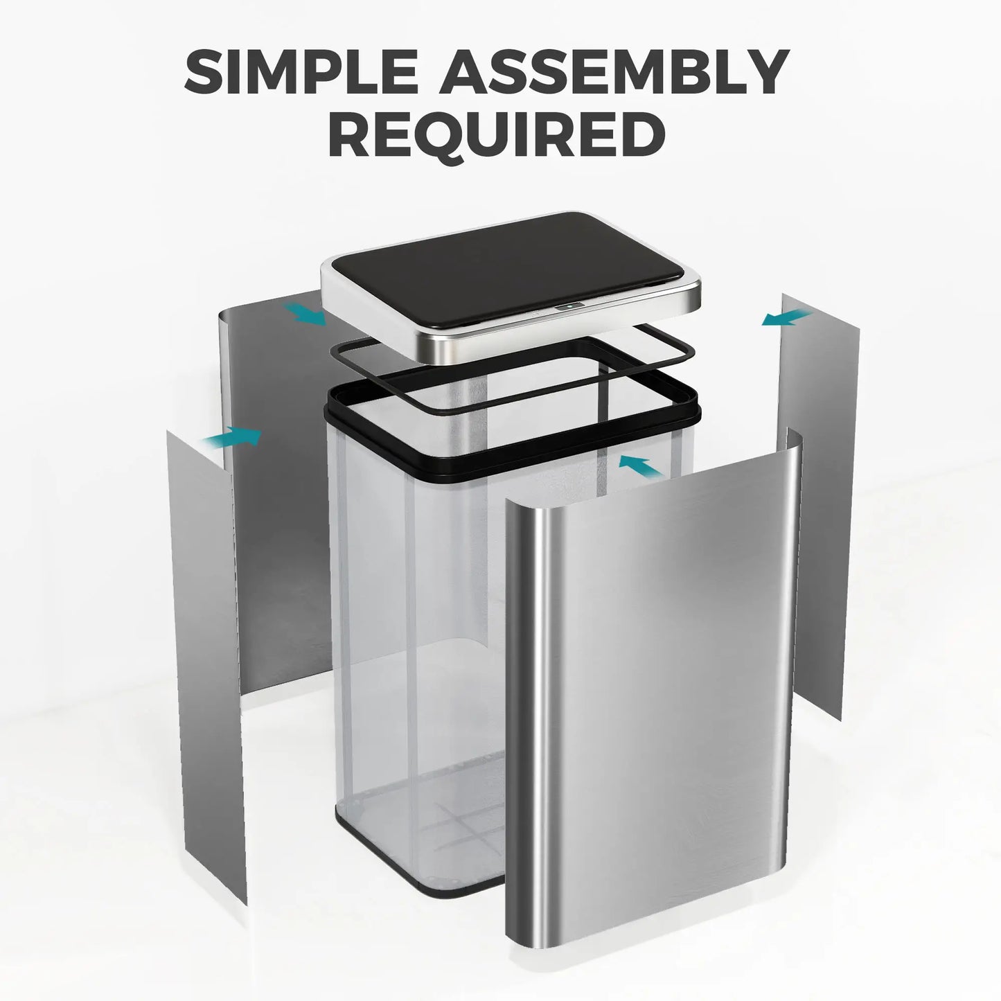 10.6 Gallon Automatic Garbage Can, Soft-Close Lid, Touchless, Fingerprint Resistant Stainless Steel Household Supplies at Gallery Canada