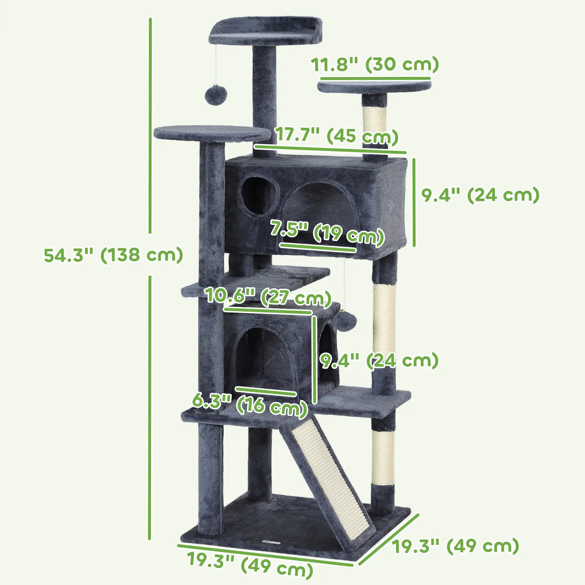 54 Cat Tree, Multi-Level Tower with Scratching Posts, Condos, Dark Grey Cat Towers at Gallery Canada