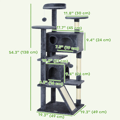 54 Cat Tree, Multi-Level Tower with Scratching Posts, Condos, Dark Grey Cat Towers at Gallery Canada