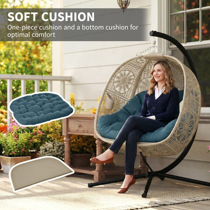 Hanging Egg Chair With Stand, Dark Grey Patio Swings with Stand at Gallery Canada